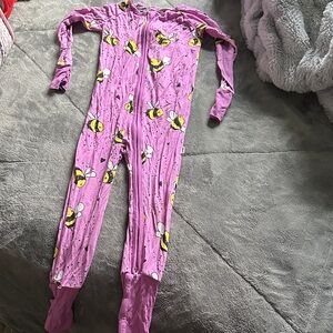 Little Sleepies Purple Bee Print Footie Pajamas
